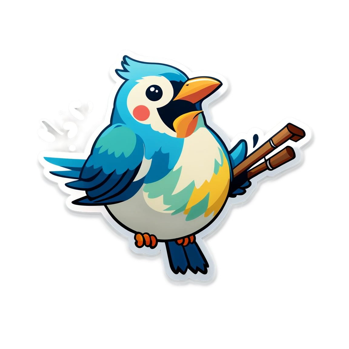 Bird singing, bird sticker