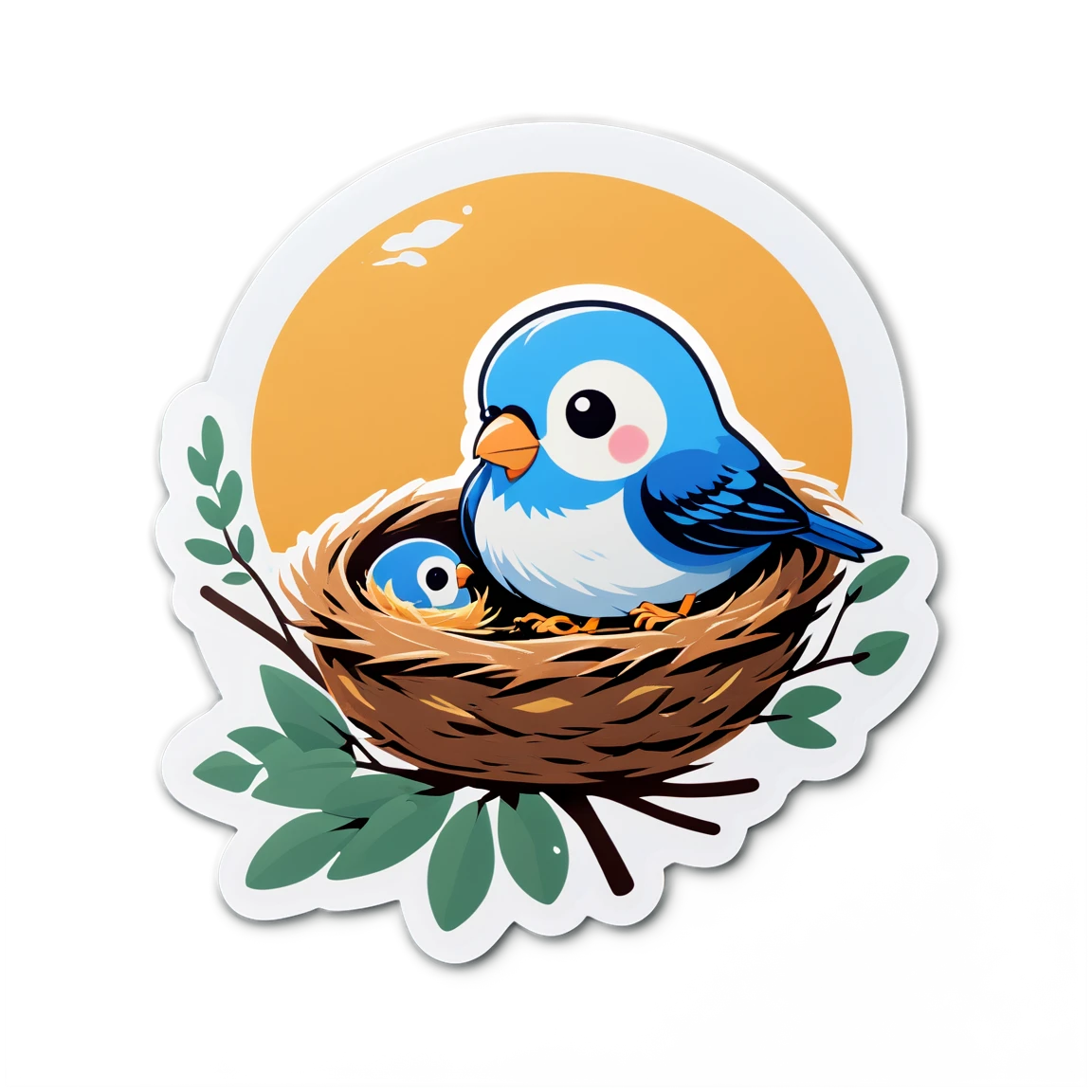 Bird with a nest, bird sticker