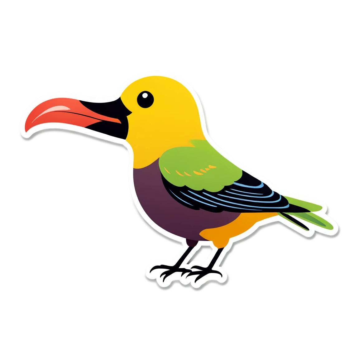 Bird with a worm, bird sticker