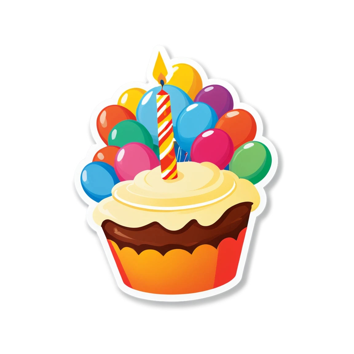 Birthday cupcake sticker, birthday sticker