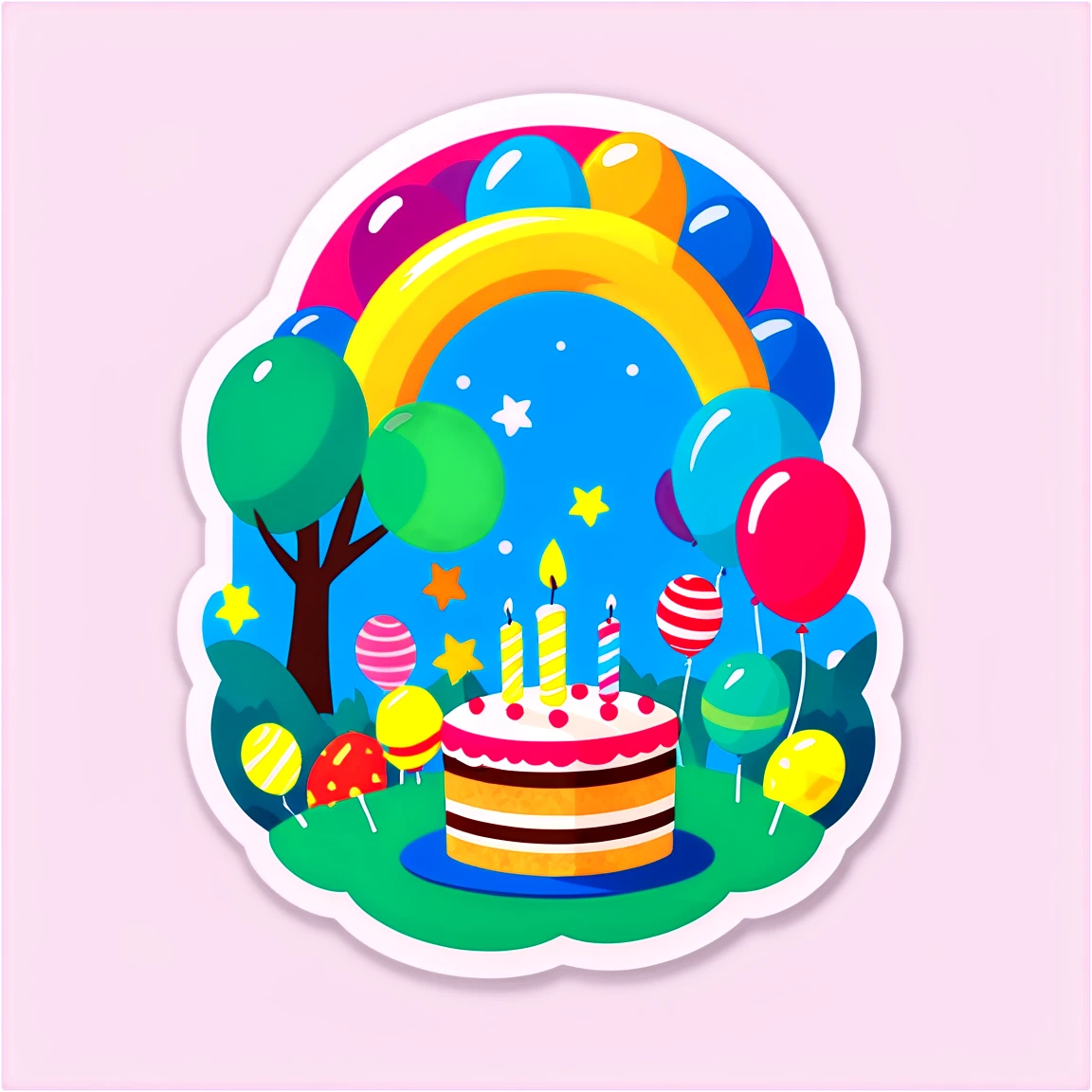 Birthday balloons sticker, birthday sticker