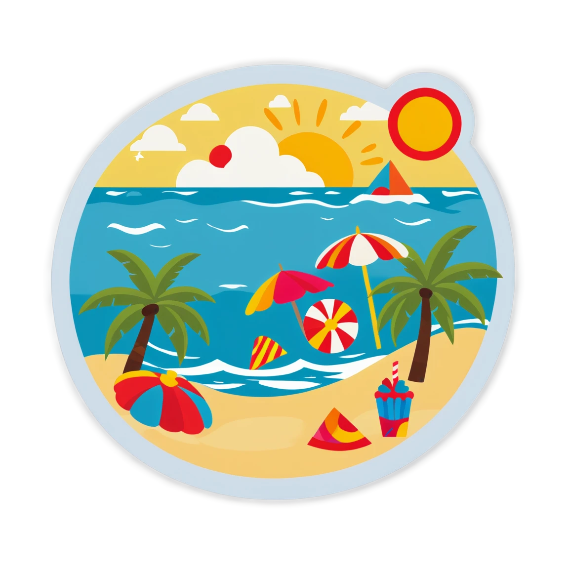 Beach birthday party, birthday sticker