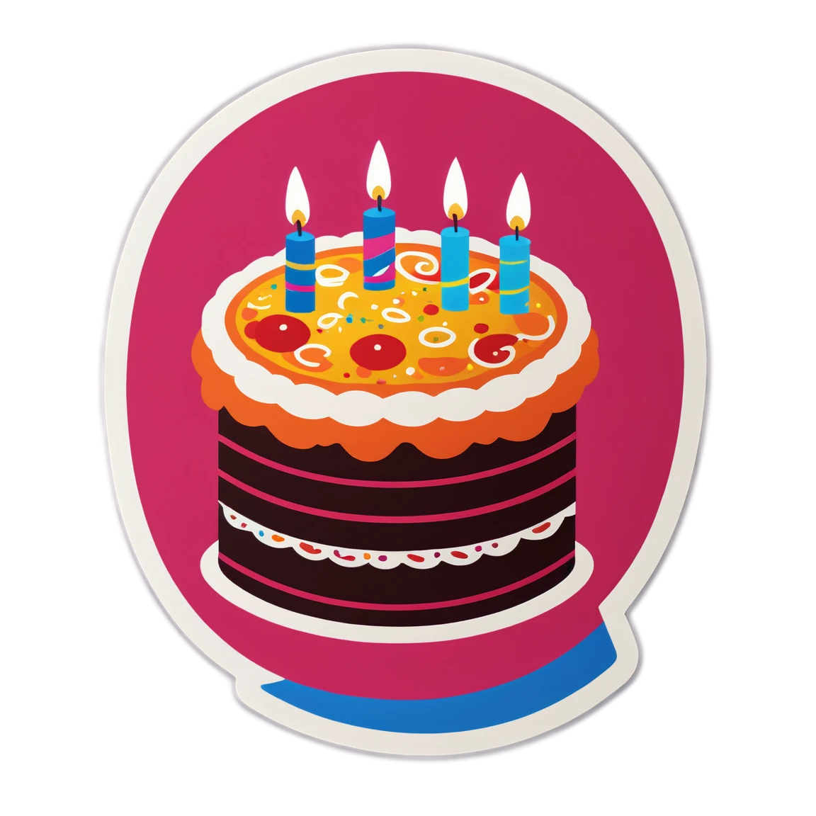 Chocolate cake sticker, birthday sticker