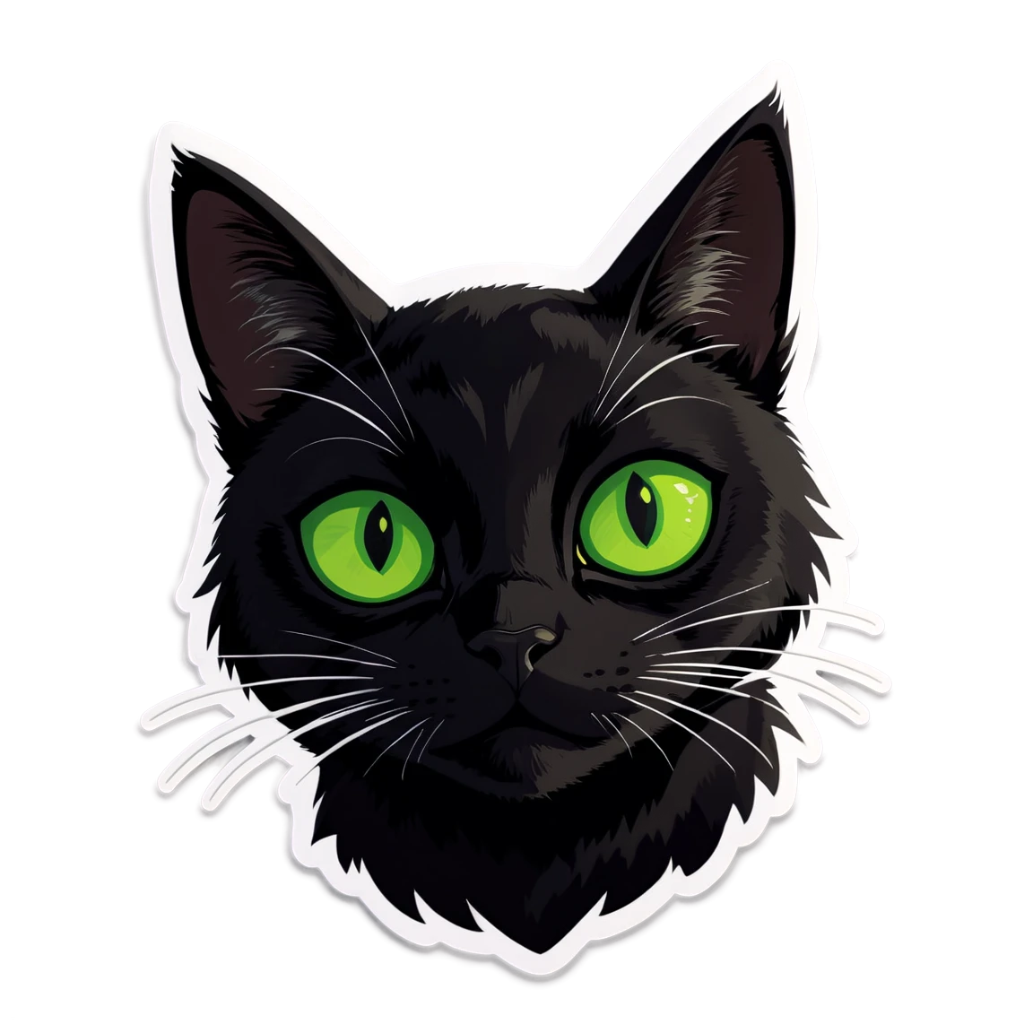 Cat face sticker, black cat sticker