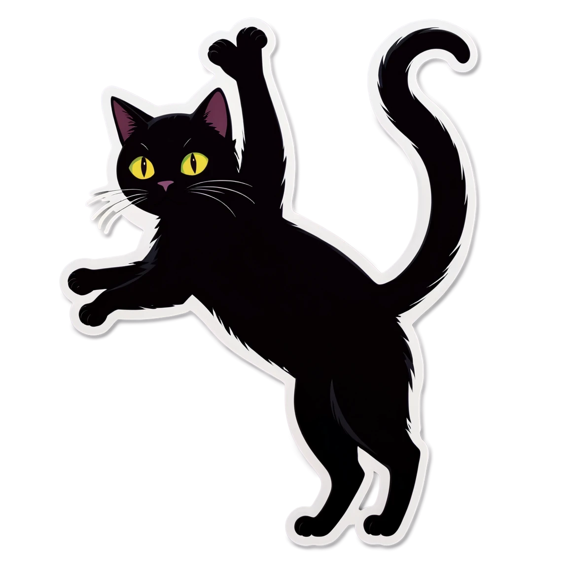 Cat sticker, cat jumping, black cat sticker