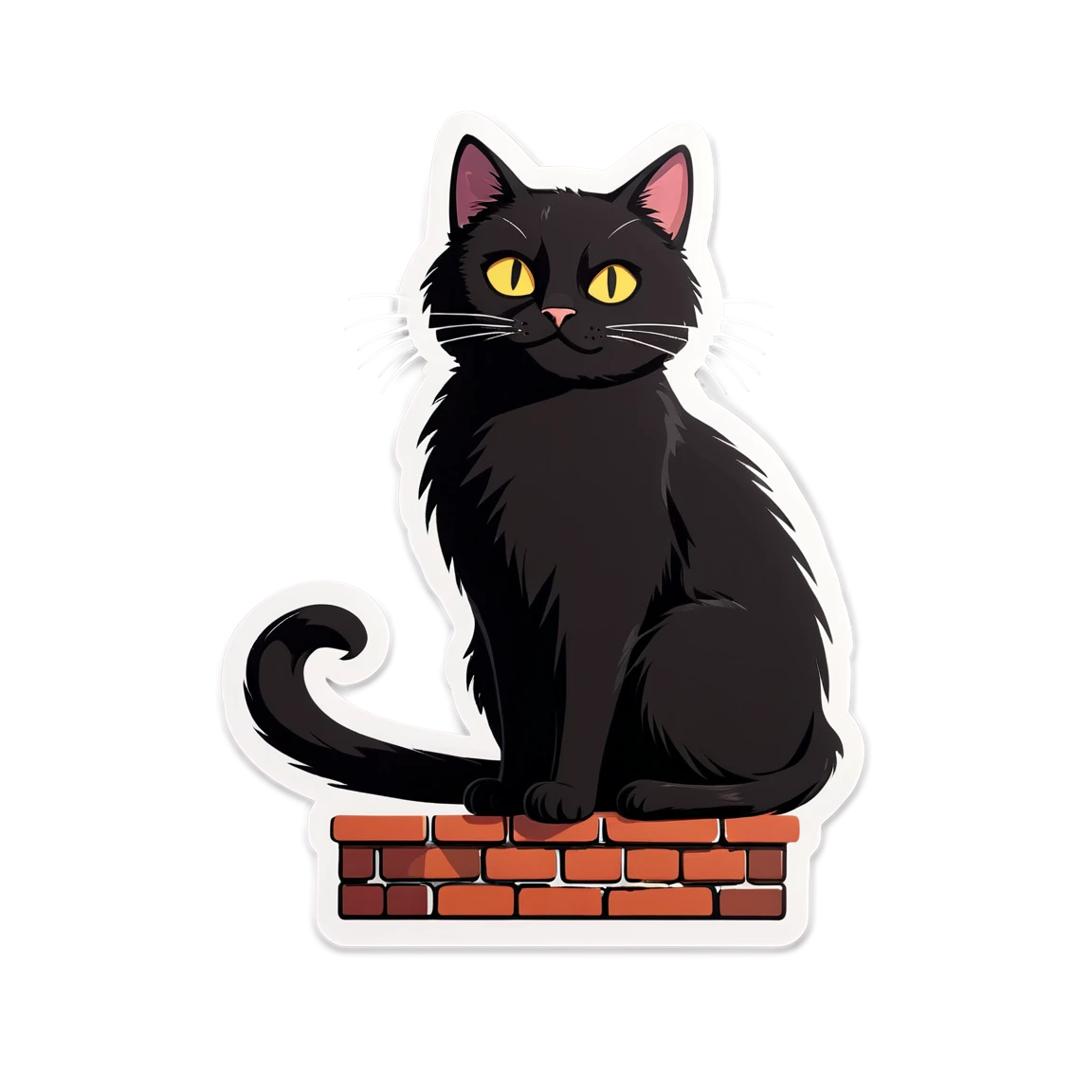 Cat on the wall, black cat sticker