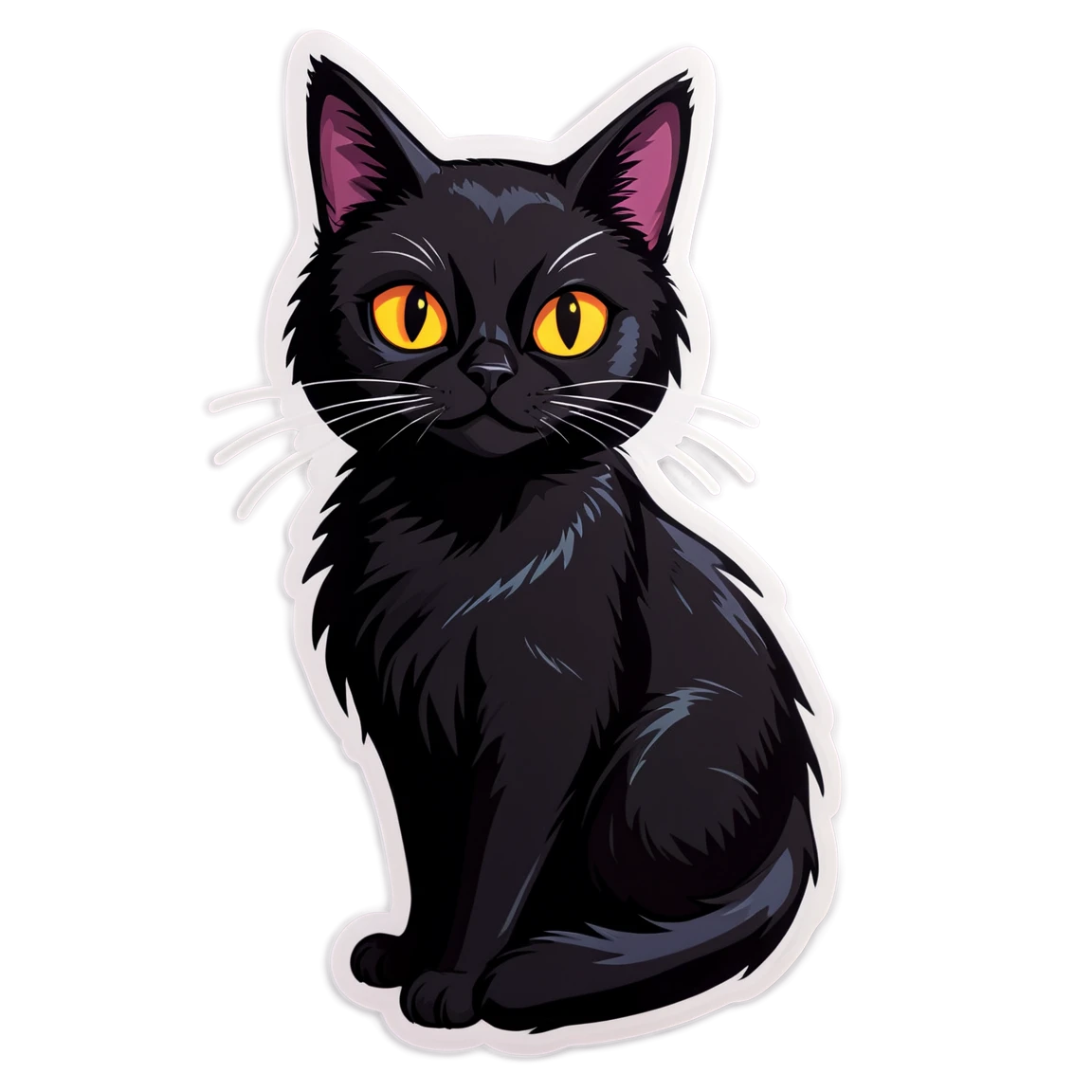 Sitted, black cat sticker