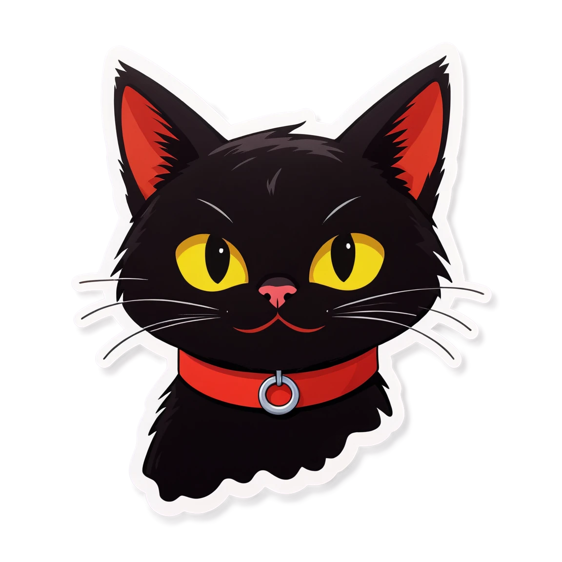 Cat on a leash, black cat sticker