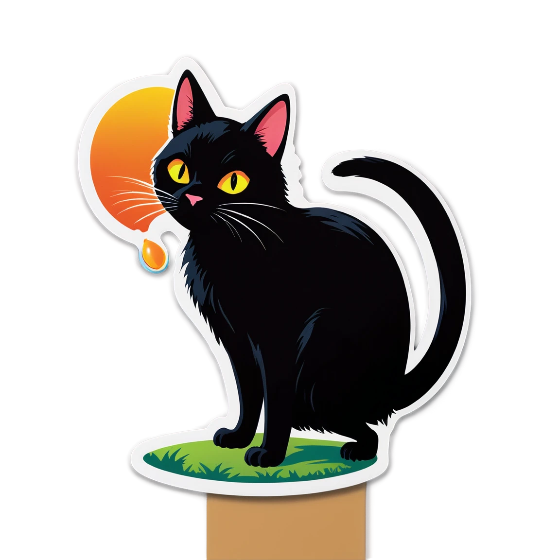 Cat outside sticker, black cat sticker