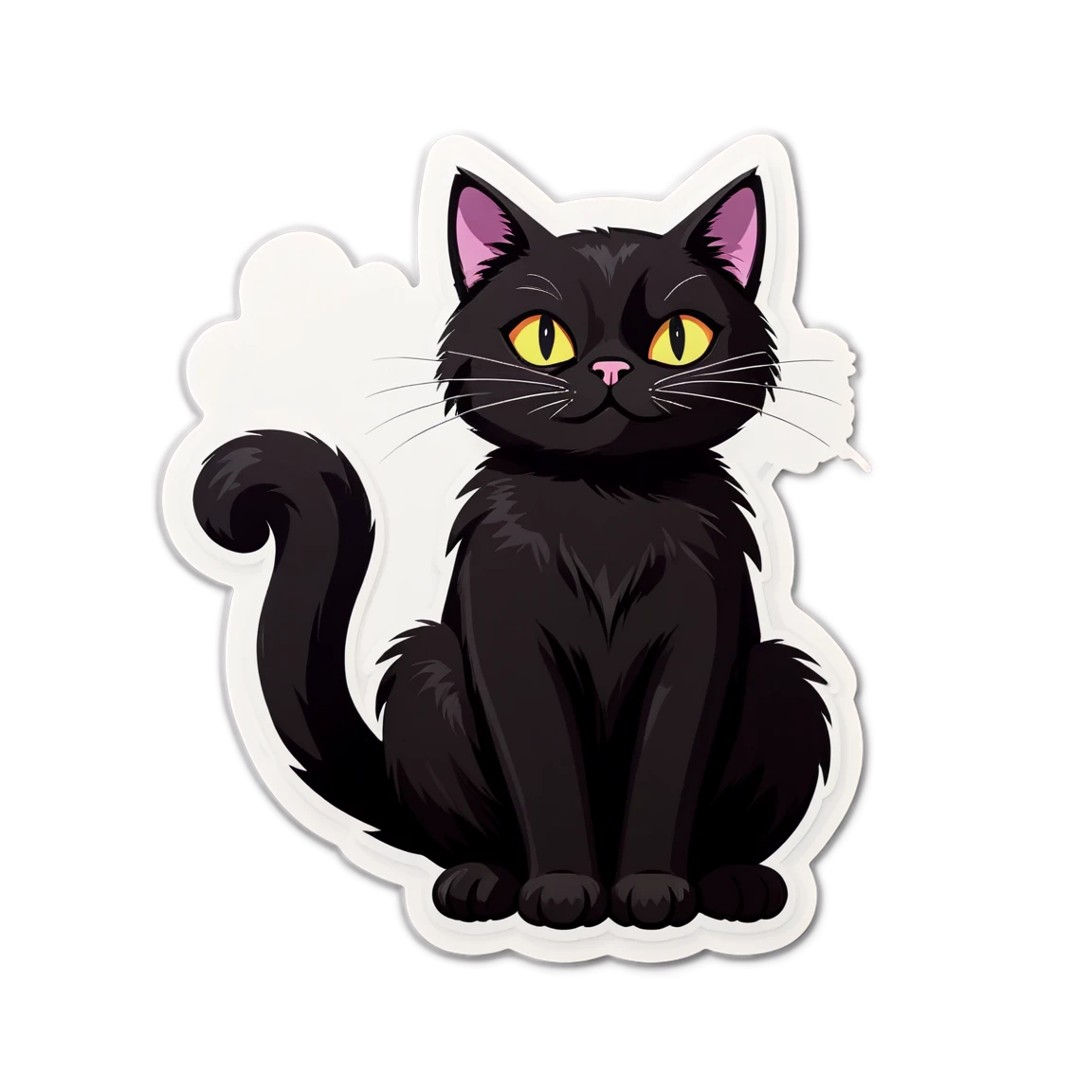 Sitting cat sticker, black cat sticker