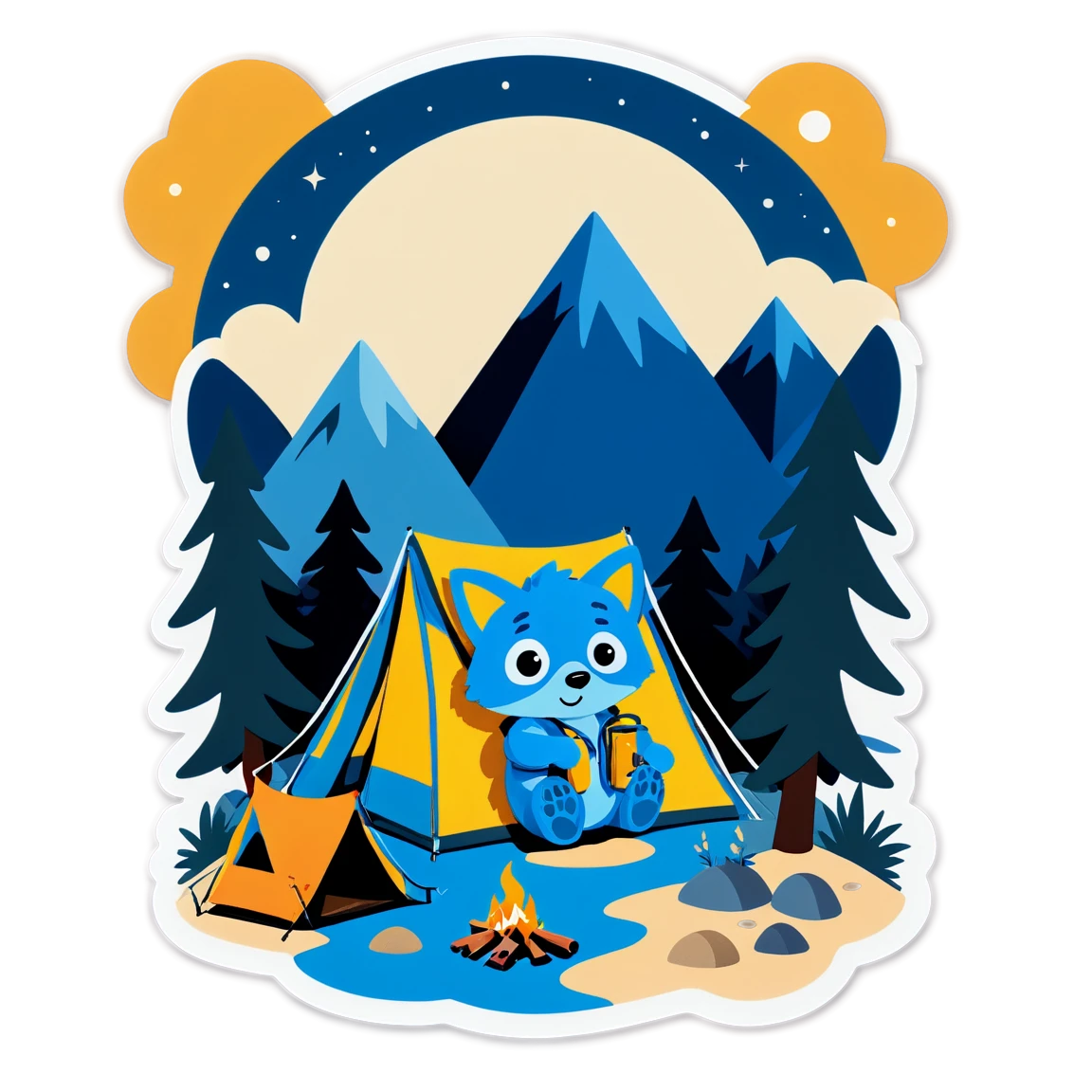 Bluey camping in the mountains