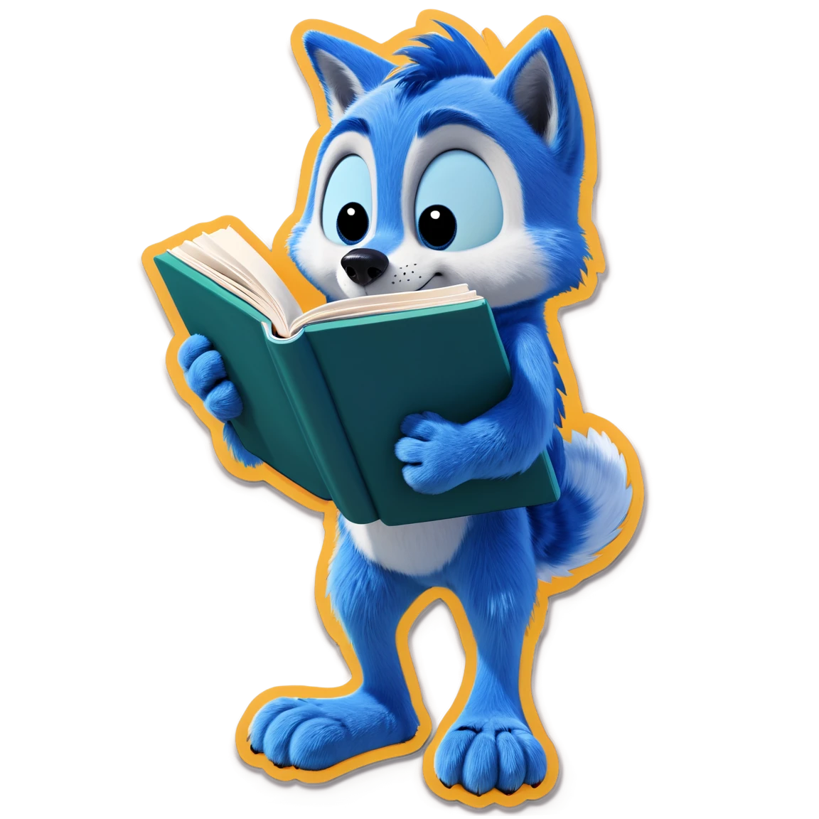 Bluey reading a book