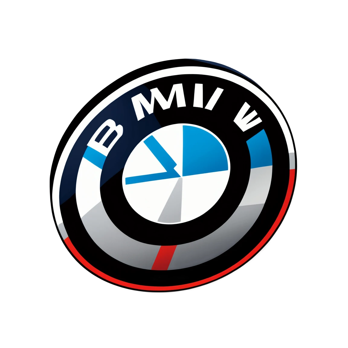 BMW in showroom, car sticker, BMW sticker