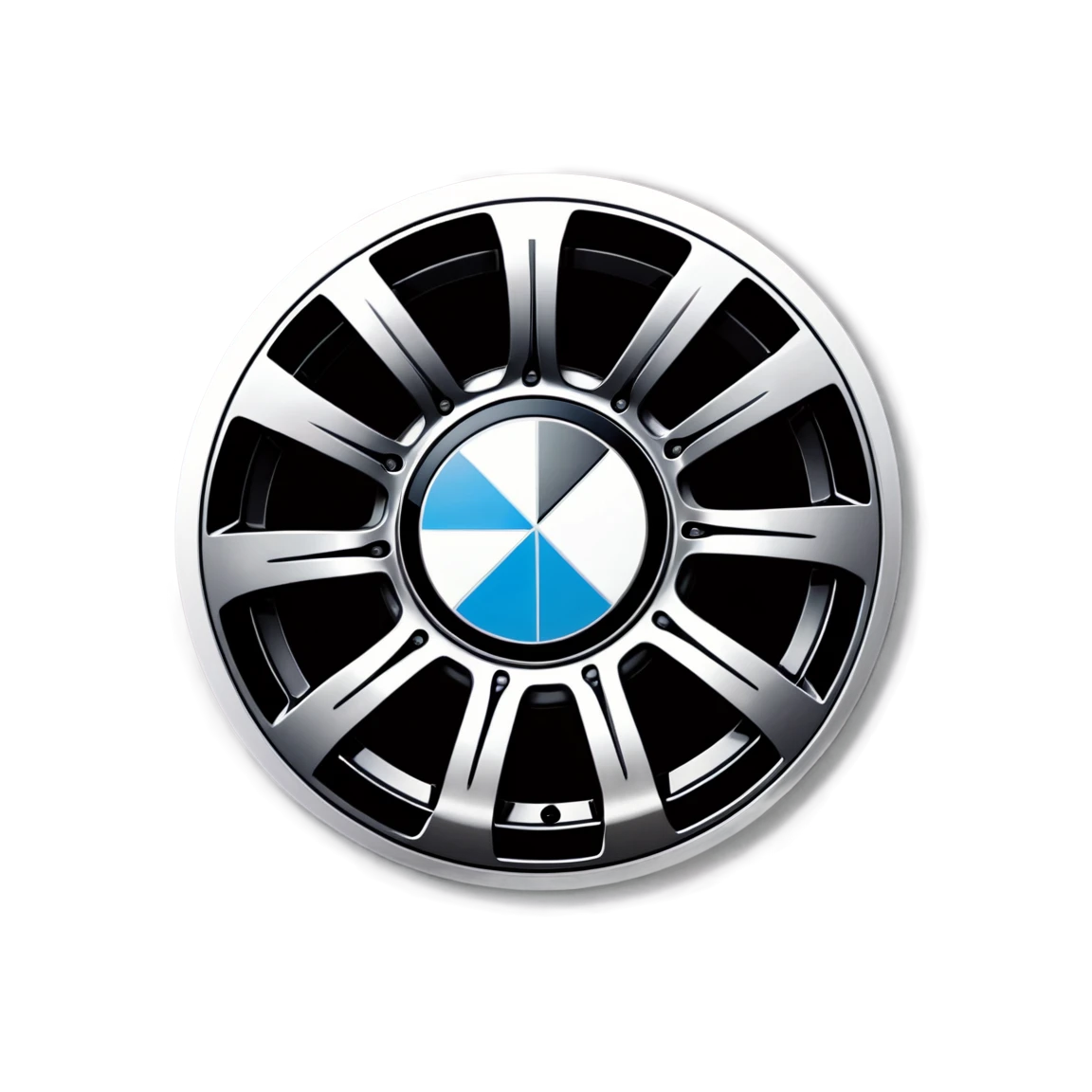 BMW with alloy wheels, car sticker, BMW sticker