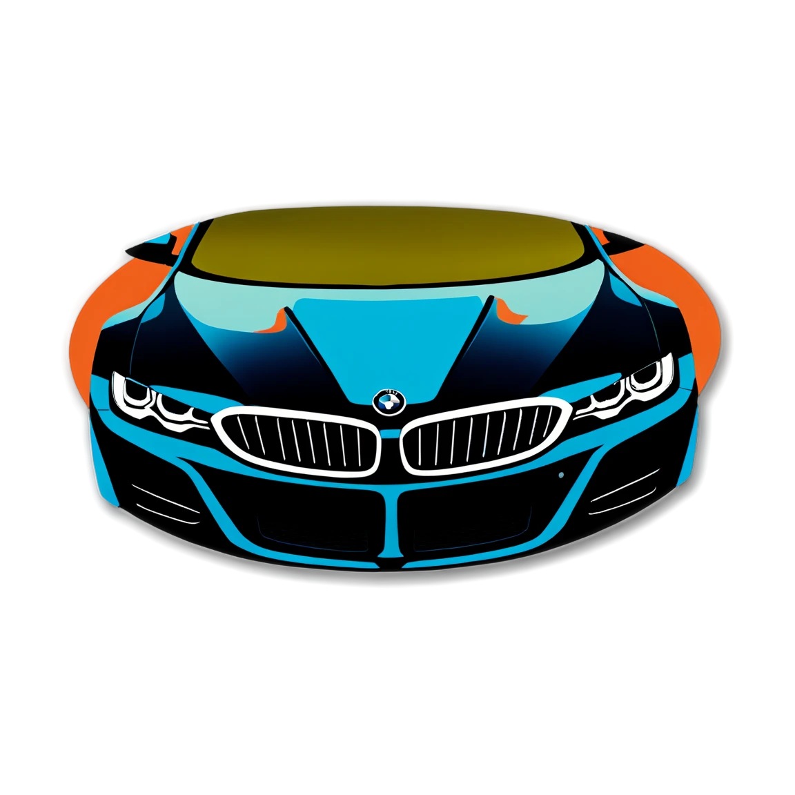 BMW front view, car sticker, BMW sticker