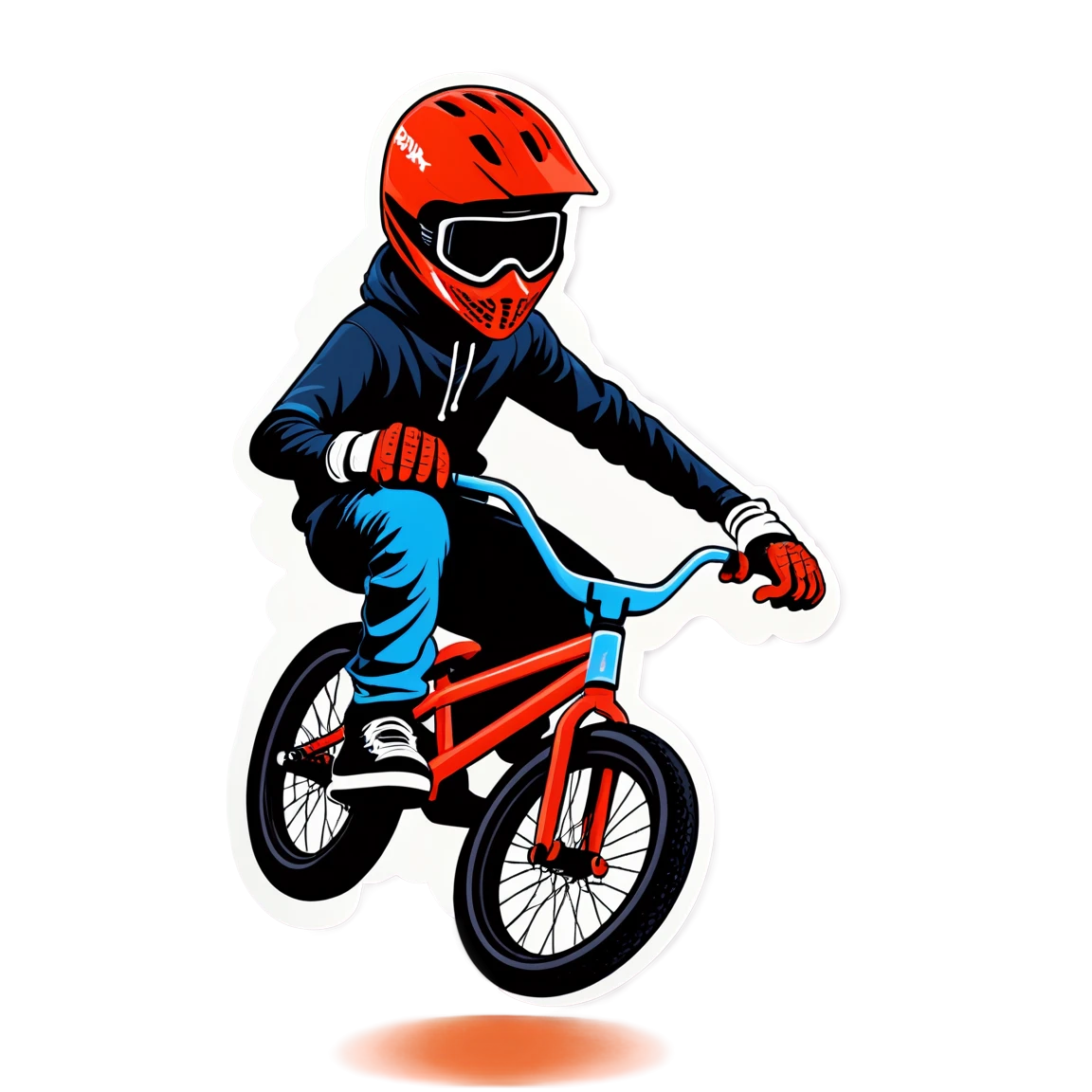 BMX wearing gloves, BMX sticker