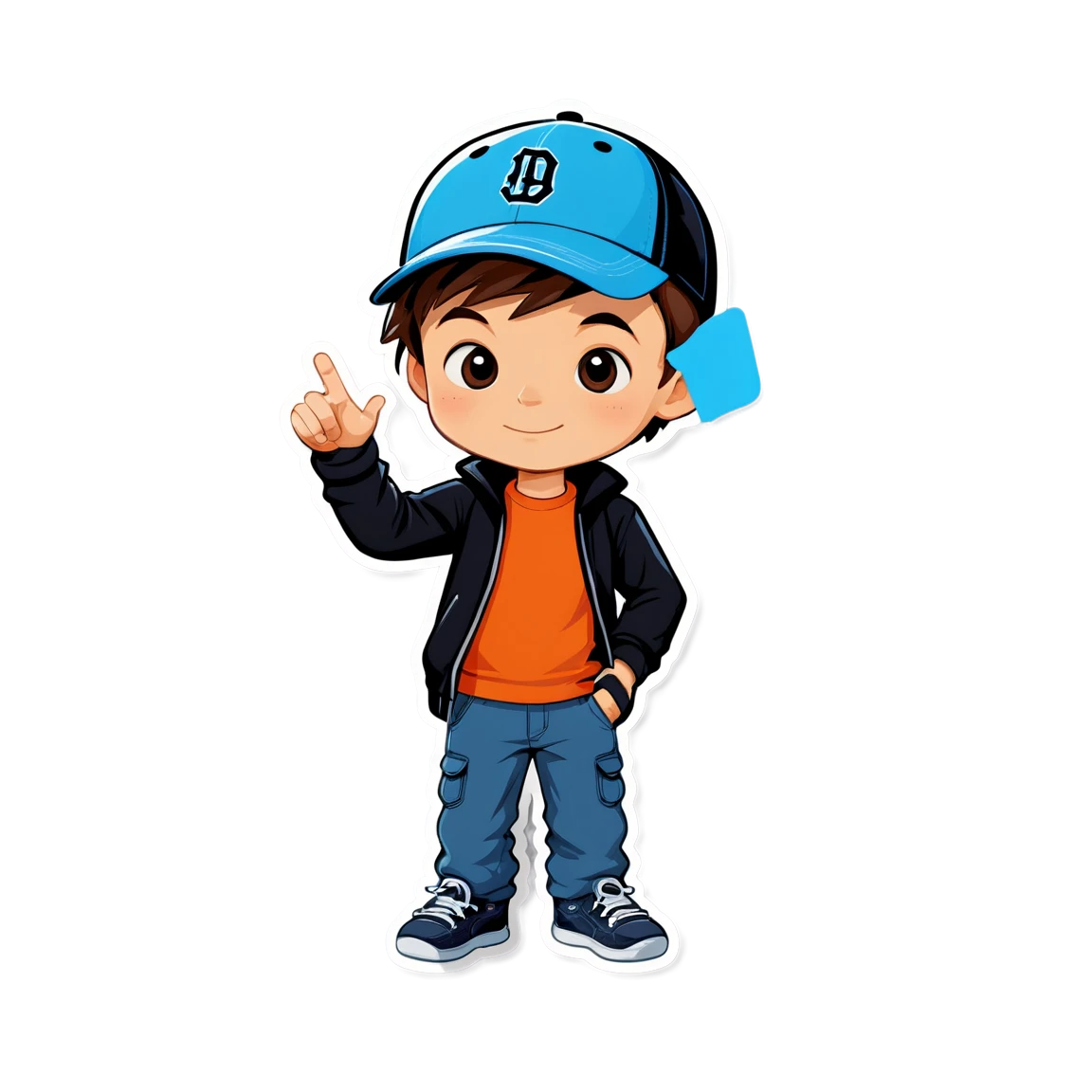 Boy wearing a cap, boy sticker