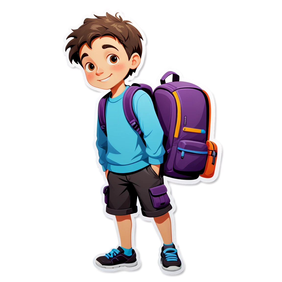 Boy with a backpack, boy sticker