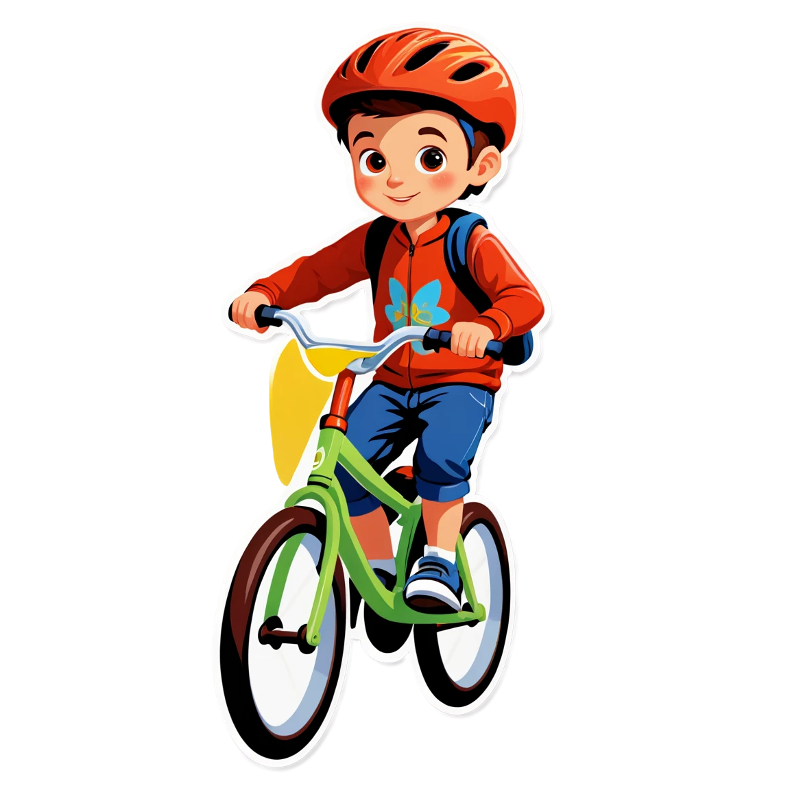 Boy riding a bicycle, boy sticker