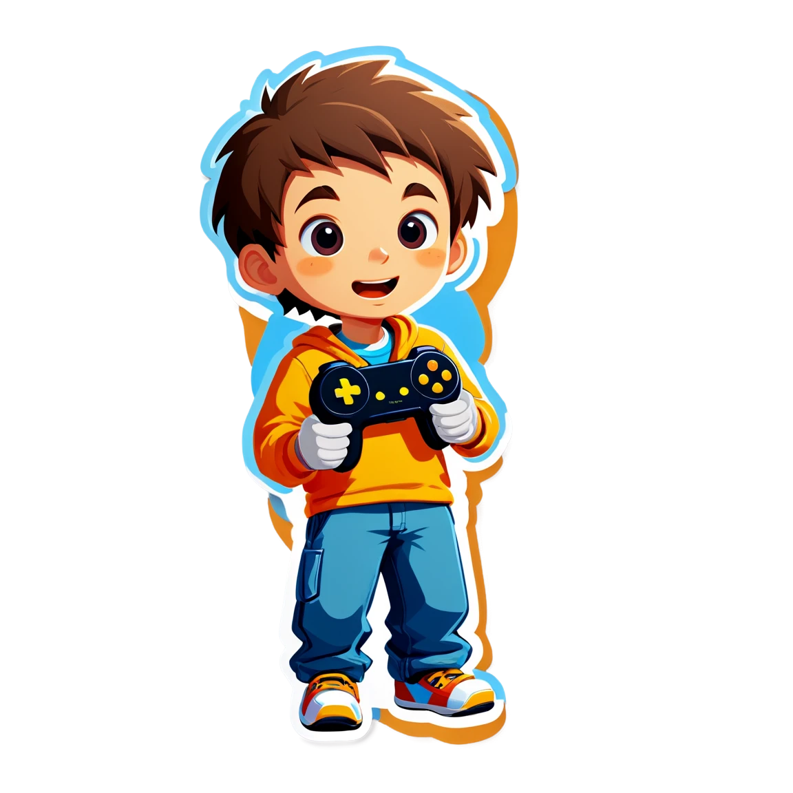 Boy playing video games, boy sticker