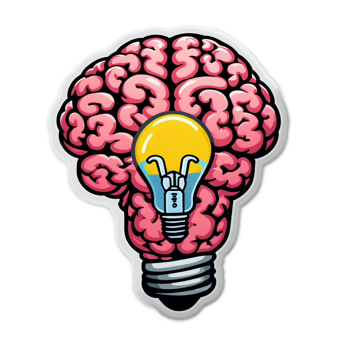 Brain sticker with a light bulb