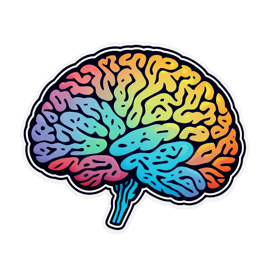 Brain sticker with neural connections