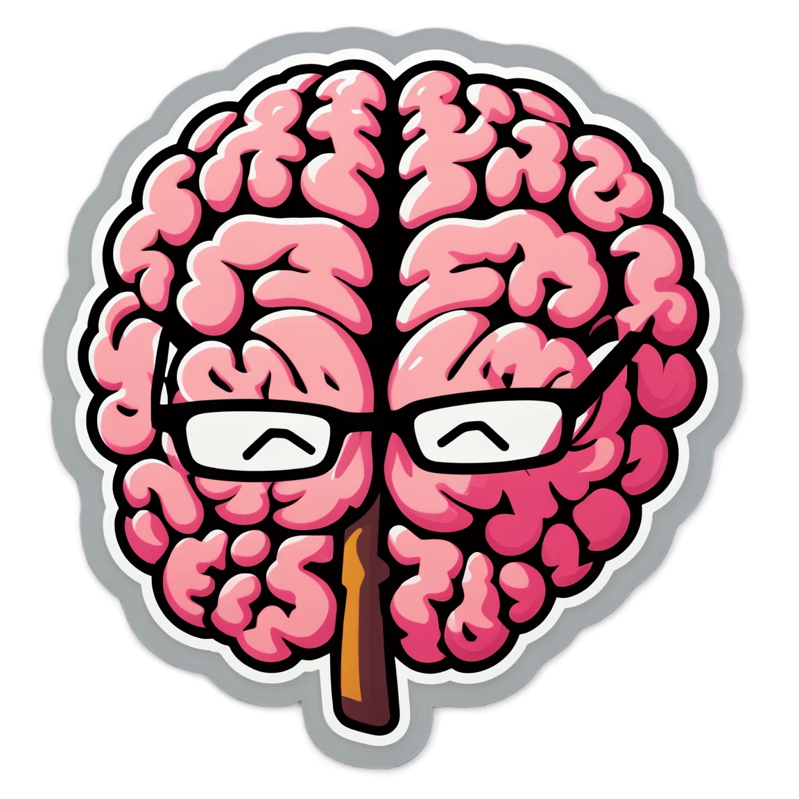 Brain sticker with glasses