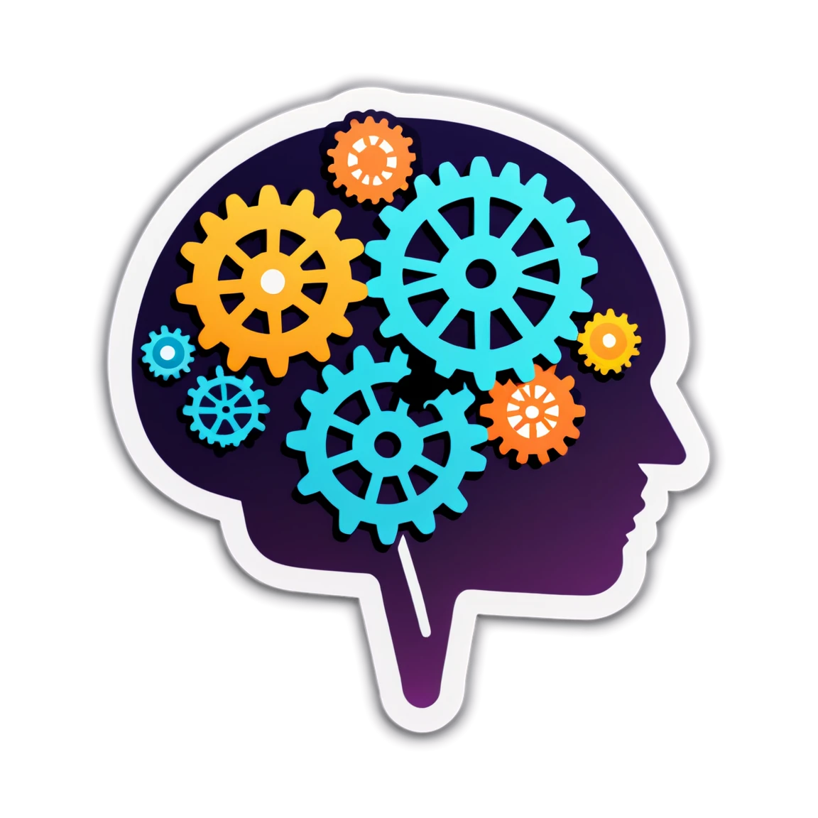 Brain sticker with gears