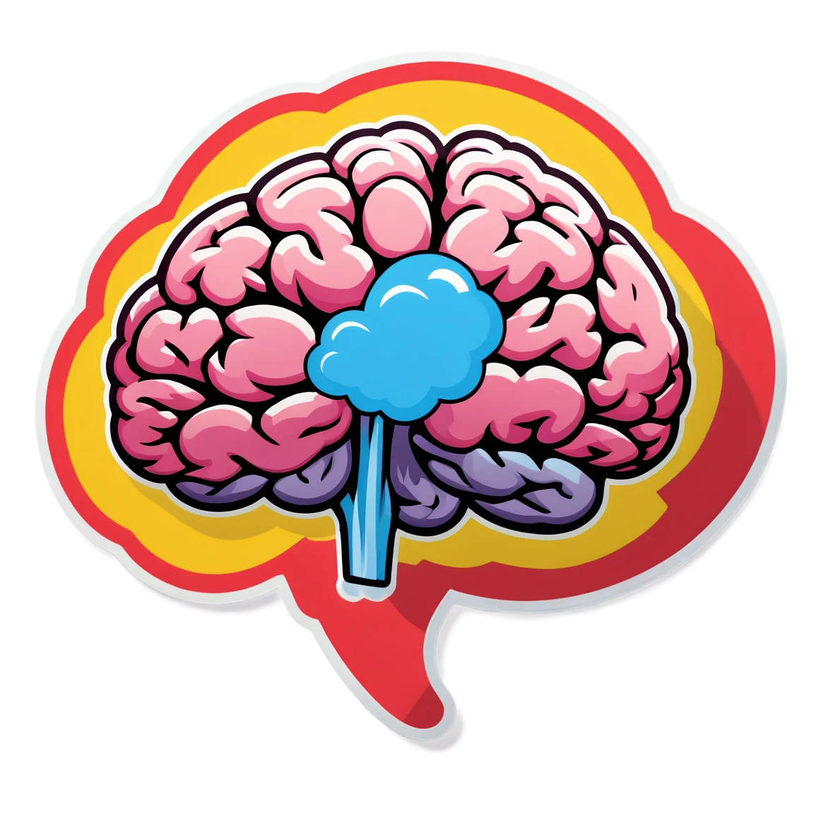 Brain sticker with a think bubble