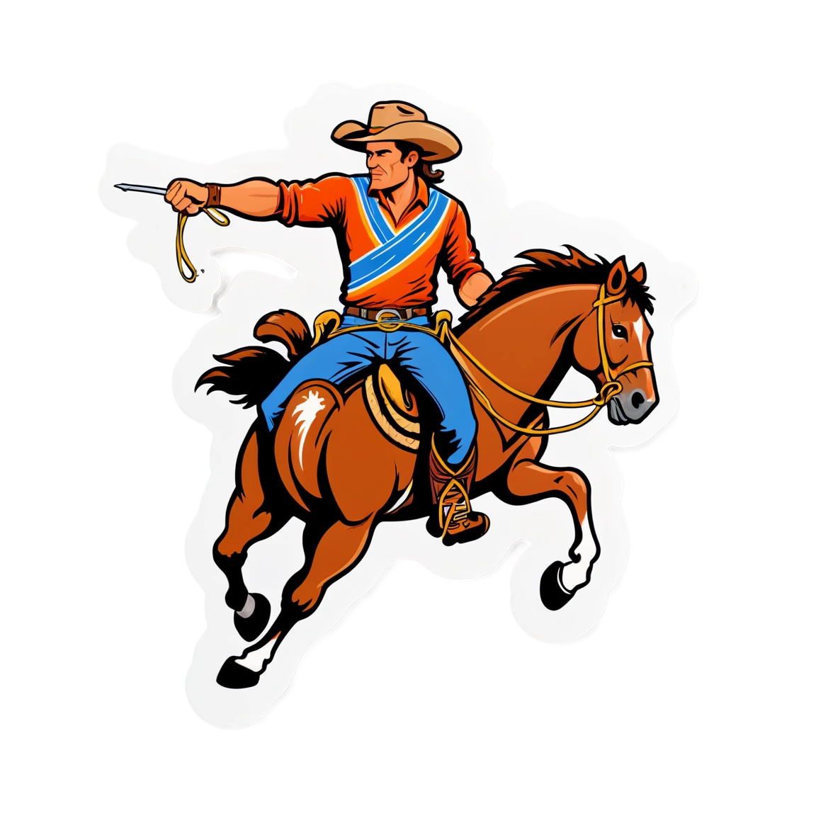 Bronco with lasso, bronco sticker