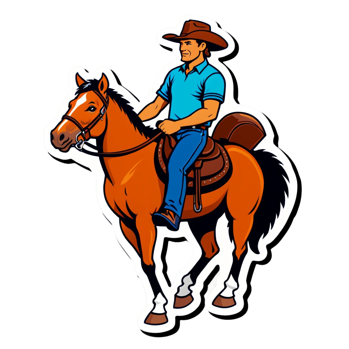 Bronco with saddle, bronco sticker