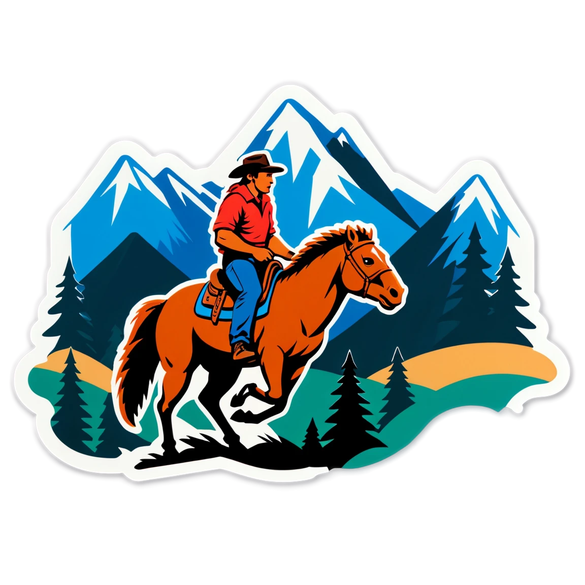 Bronco in the mountains, bronco sticker