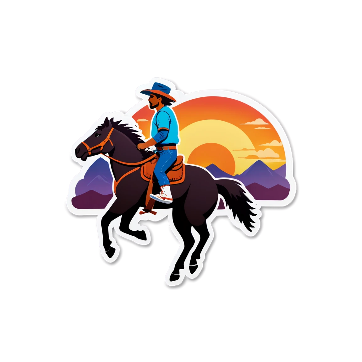 Bronco in a sunset, bronco sticker