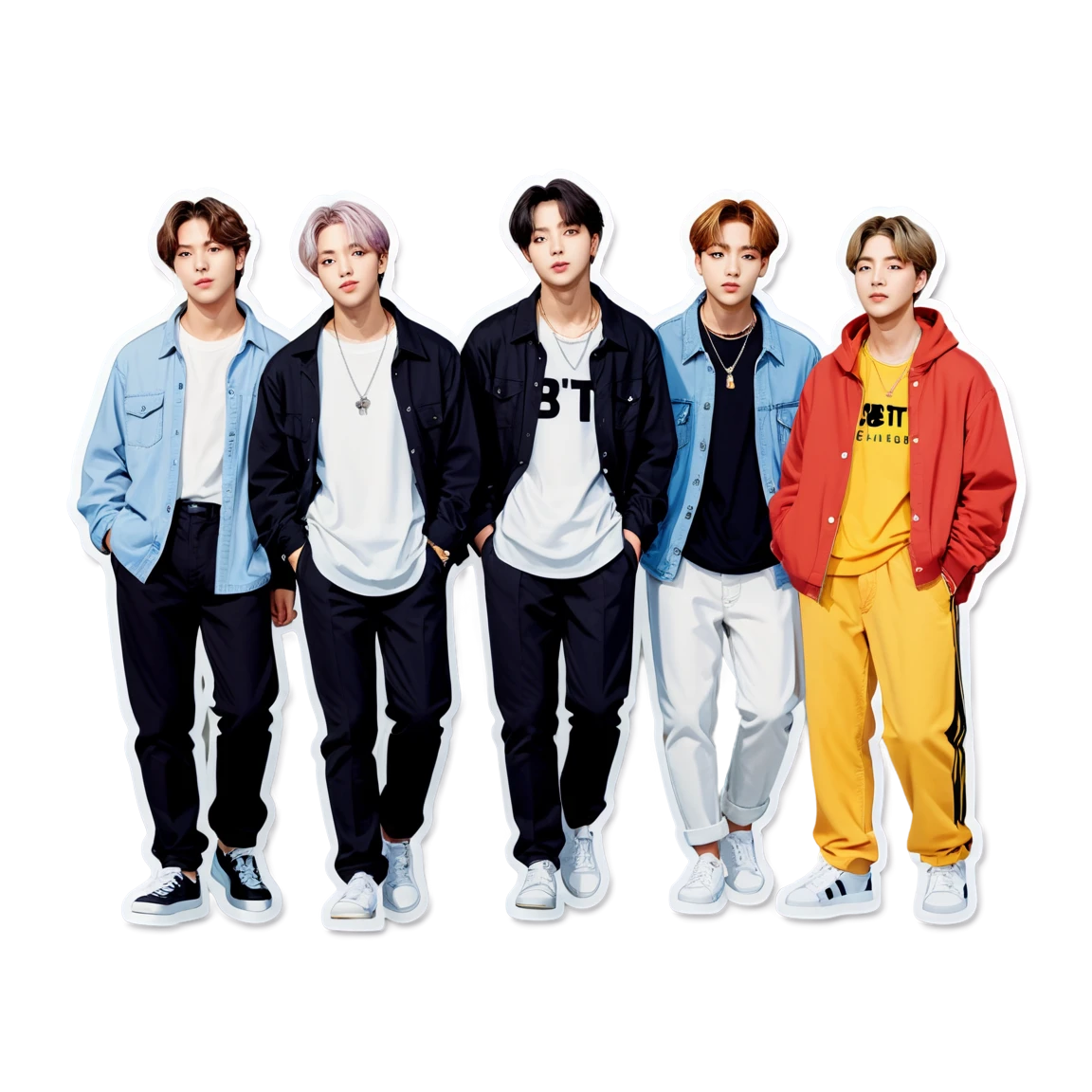 Bts sticker in casual outfits