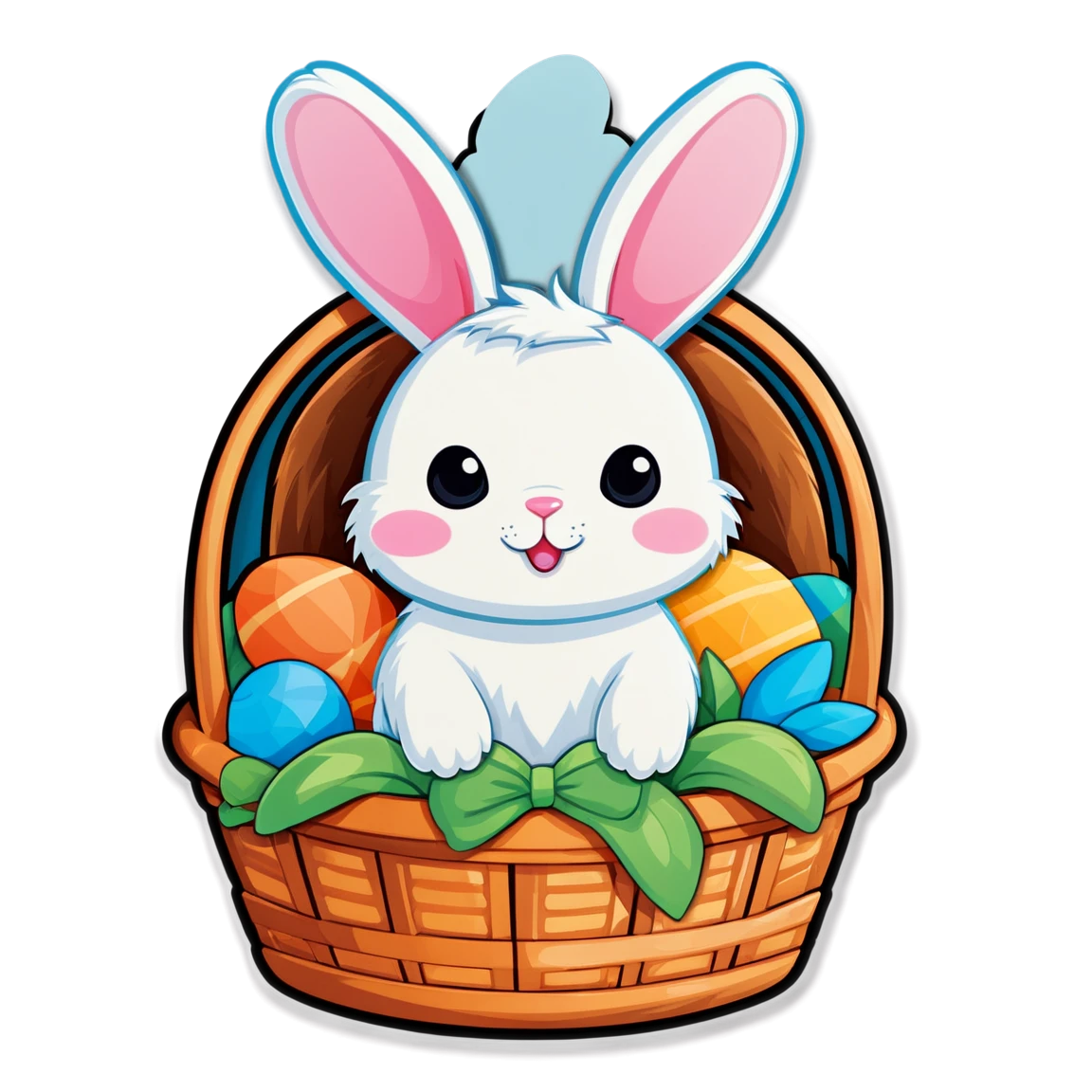 Bunny in basket, bunny sticker, cute bunny sticker