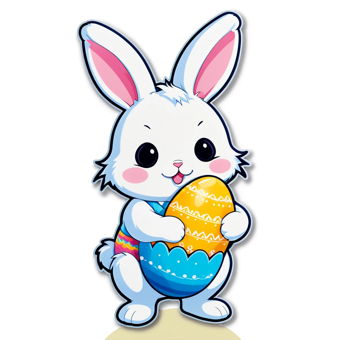 Bunny with Easter egg, bunny sticker, cute bunny sticker