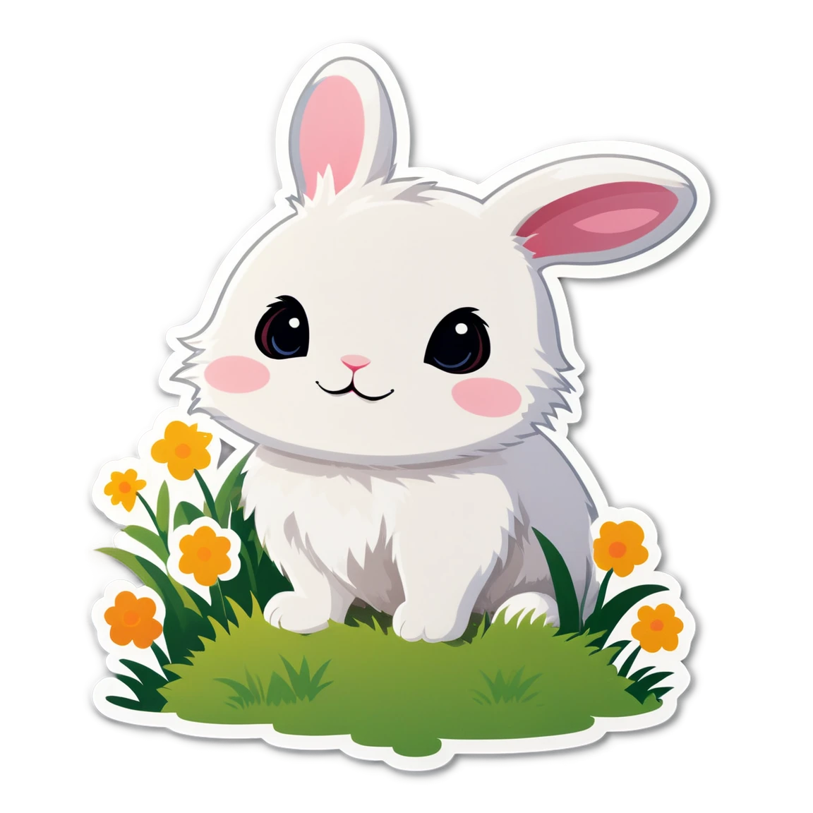 Bunny in a field, bunny sticker, cute bunny sticker