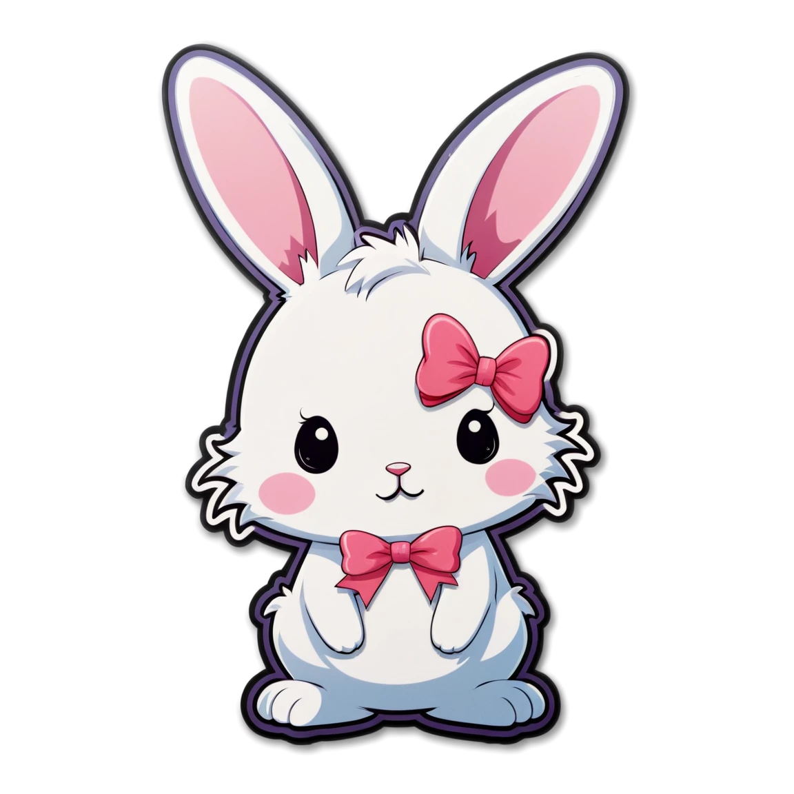 Bunny with bow, bunny sticker, cute bunny sticker