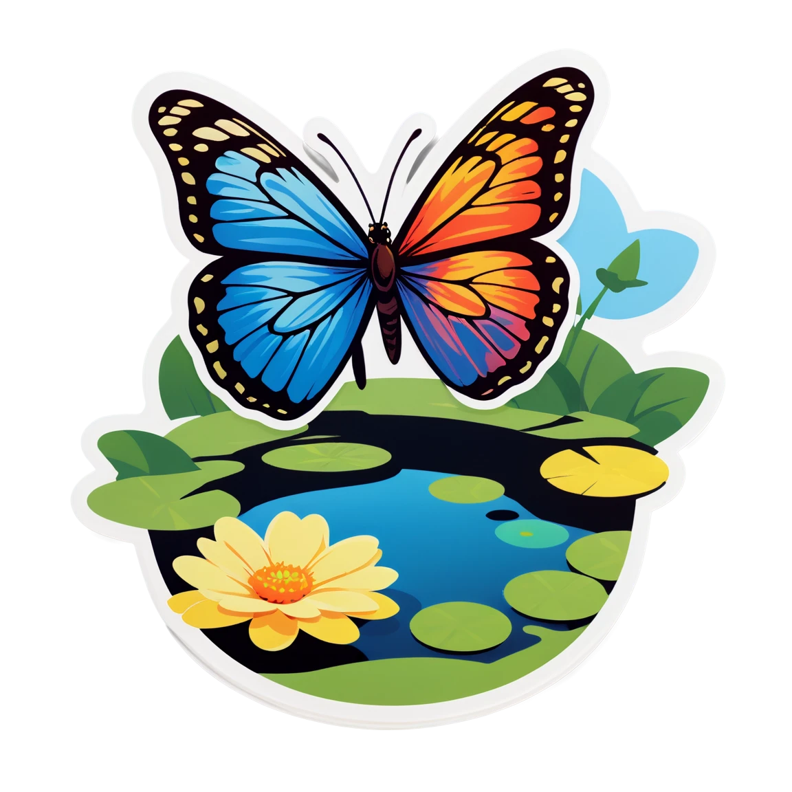 Blue butterfly sticker, butterfly sticker