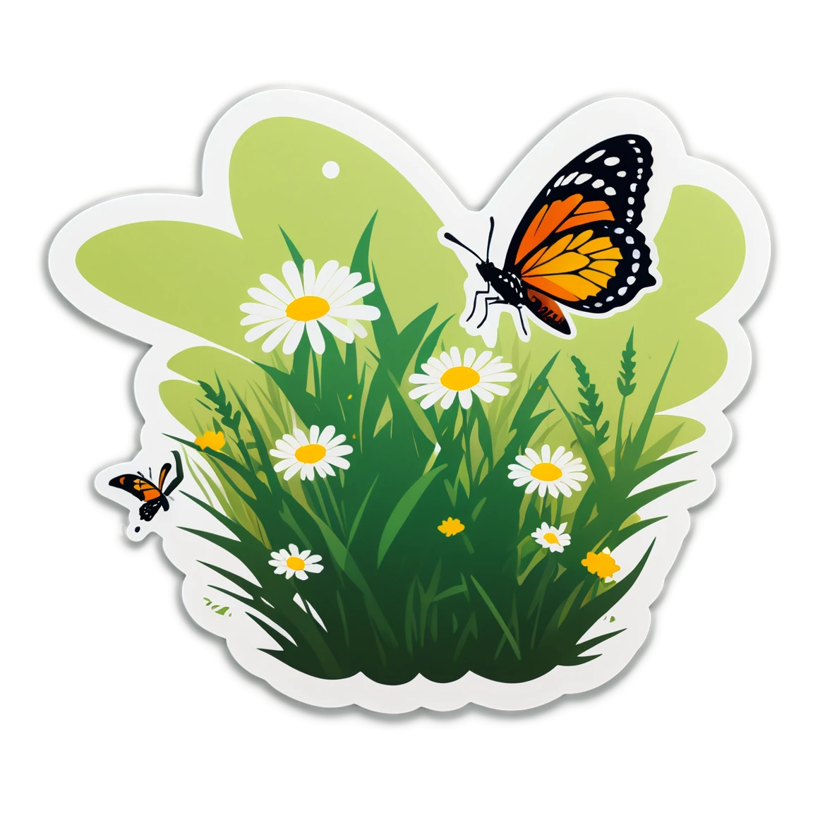 Garden sticker, butterfly in garden, butterfly sticker