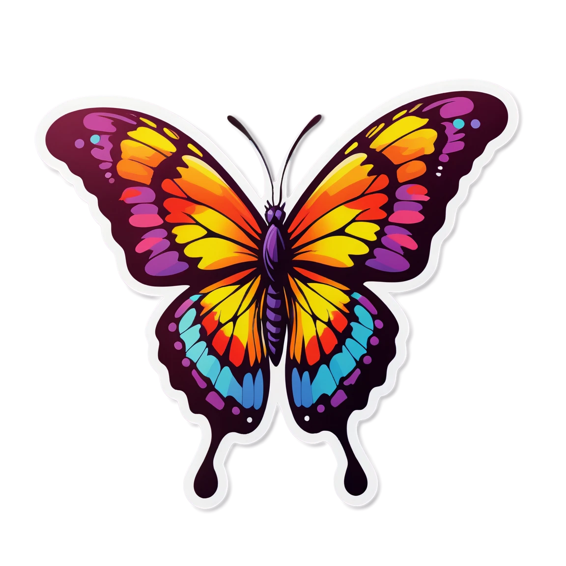 Colorful butterfly sticker, butterfly sticker