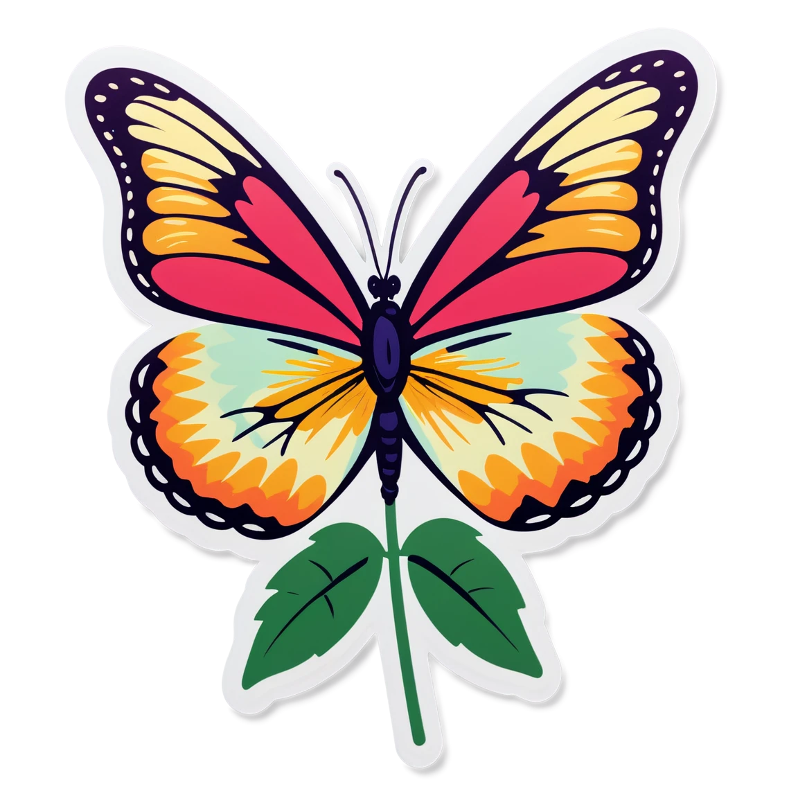 Butterfly and flower sticker, butterfly sticker