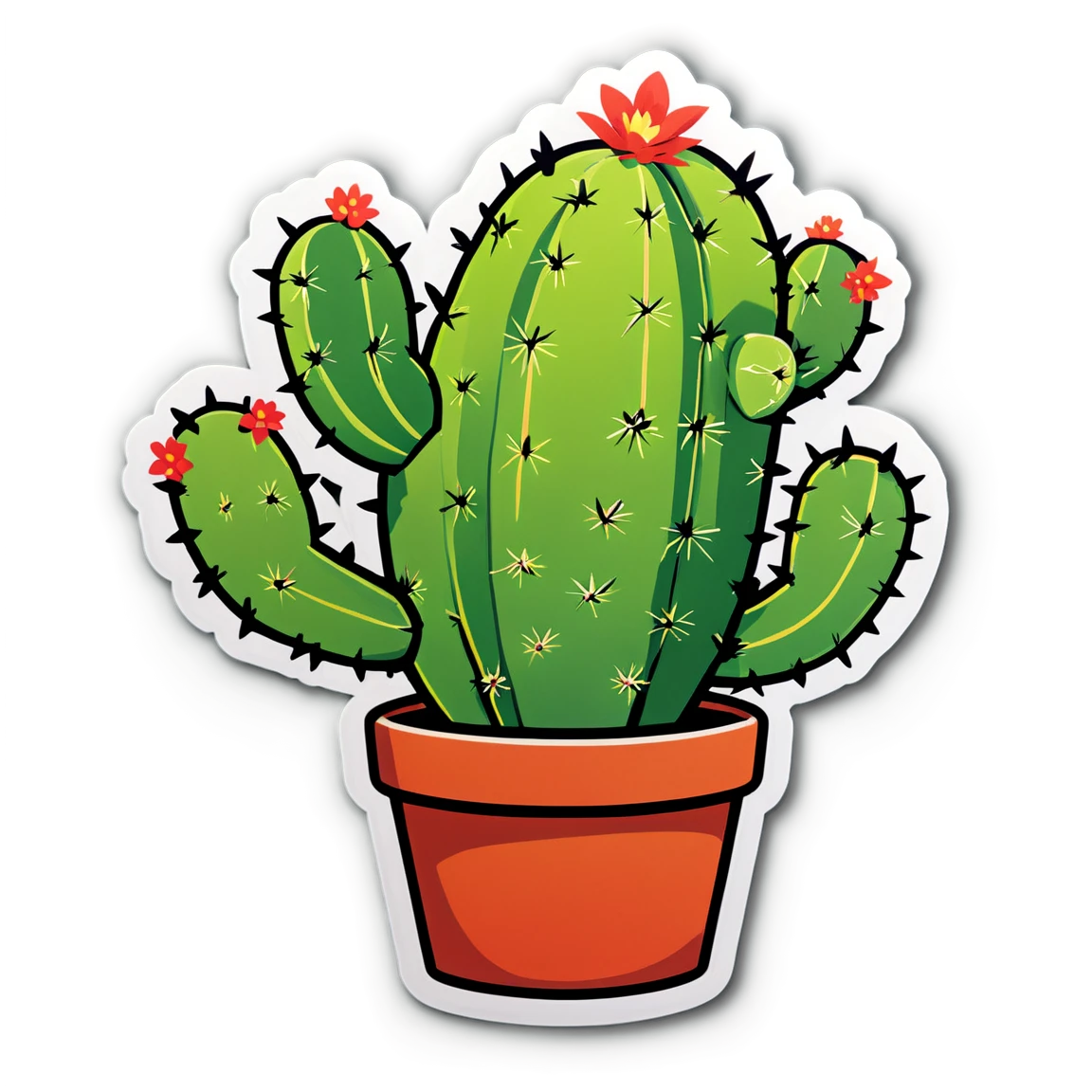 Cactus with arms, plant sticker, cactus sticker