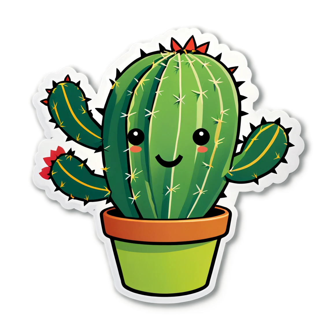 Cactus in a pot, plant sticker, cactus sticker