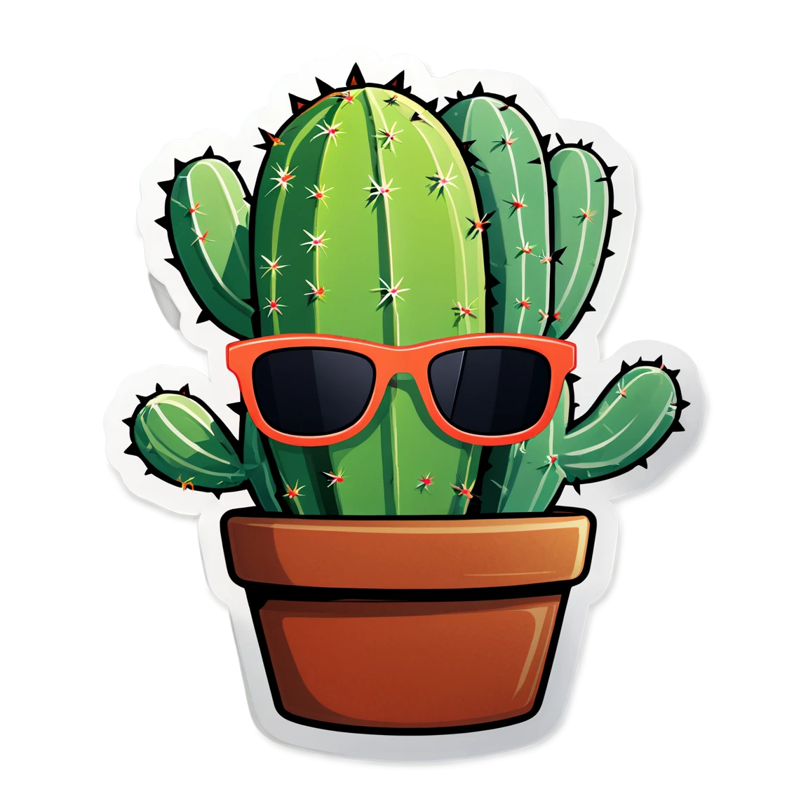 Cactus with sunglasses, plant sticker, cactus sticker