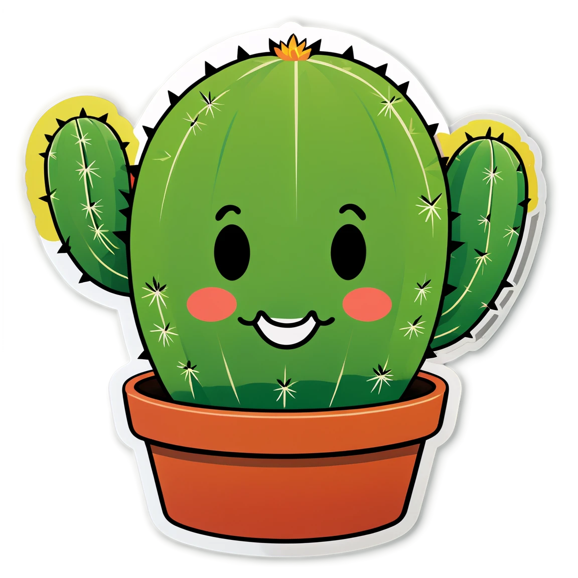 Cactus smiling face, plant sticker, cactus sticker