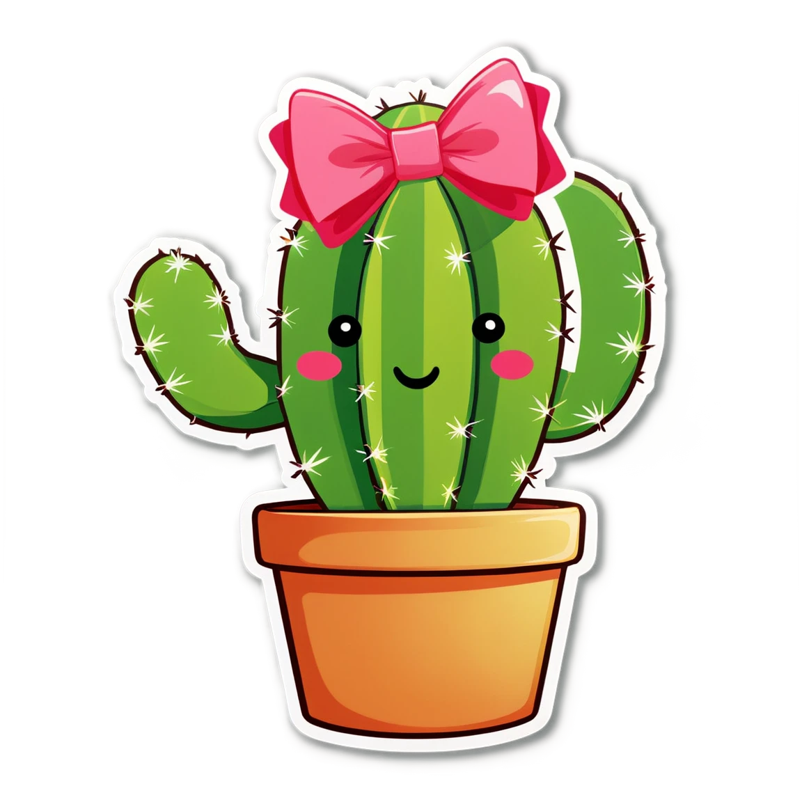 Cactus with bow tie, plant sticker, cactus sticker