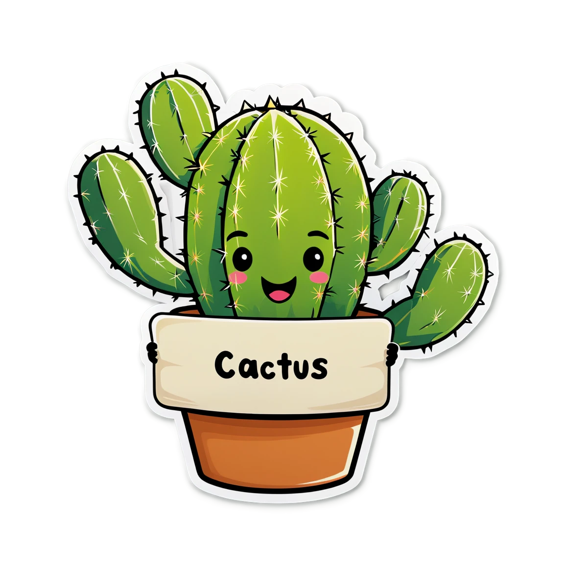 Cactus holding a sign, plant sticker, cactus sticker