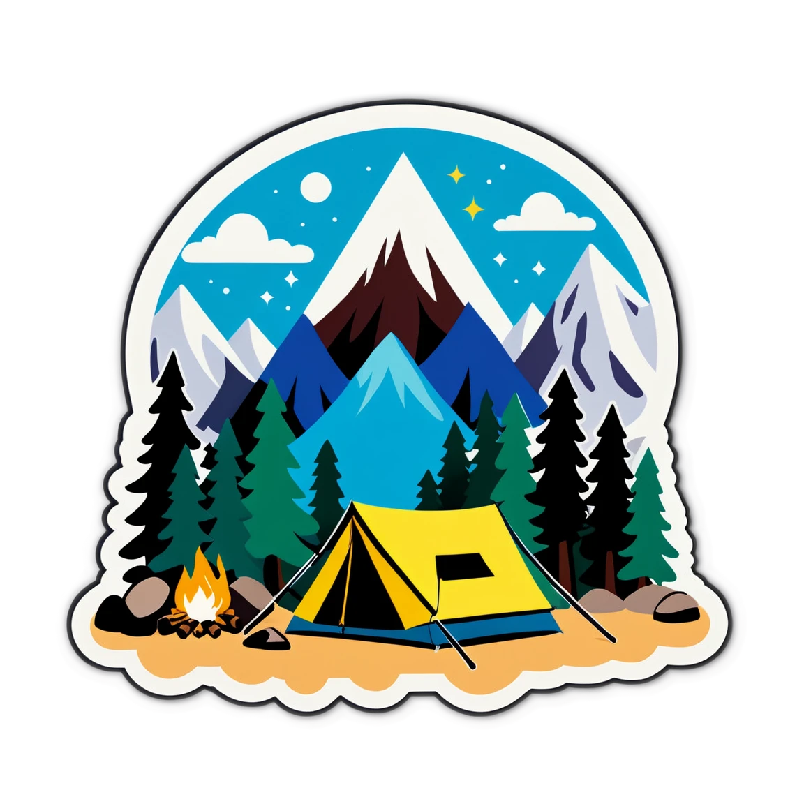 Camping hiking, camping sticker