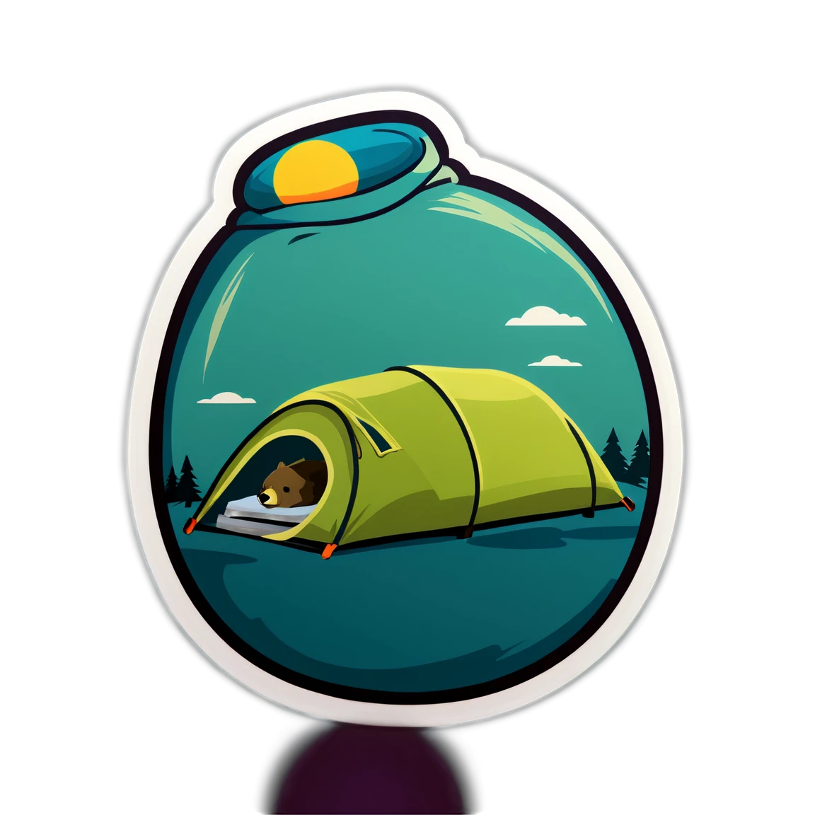 Camping with a sleeping bag, camping sticker